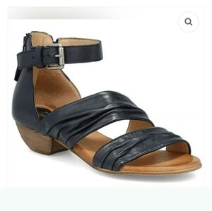 Miz Mooz Cassi Black Leather Strappy Sandals Wide 39